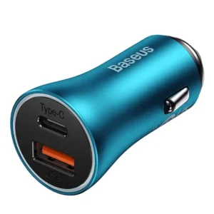 Baseus Golden Contactor Max car charger, USB + USB-C, 60W blue - Image 3
