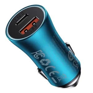 Baseus Golden Contactor Max car charger, USB + USB-C, 60W blue - Image 2