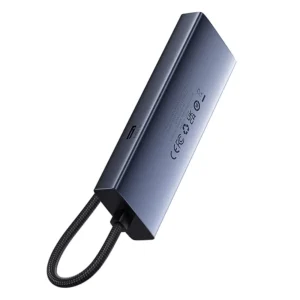 Hub Baseus UltraJoy Series Lite 4-Port USB to USB 3.0*3+RJ45*1+USB-C 5V pilkos palvos - Image 3