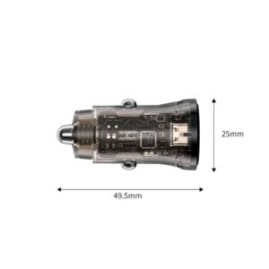 Juodas automobilinis (30W / PD30W / QC3.0) 1x-USB-A + 1x-USB-C pakrovėjas "Tech-Protect CC01 2-Port" - Image 3