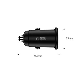Juodas automobilinis (35W / PD35W / QC3.0) 1x-USB-A + 1x-USB-C pakrovėjas "Tech-Protect CC02 2-Port" - Image 3