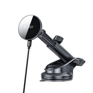 Juodas automobilinis magnetinis telefono laikiklis su 15W belaidžiu krovimu "Tech-Protect MM15W-V10 Dash & Vent" - Image 3