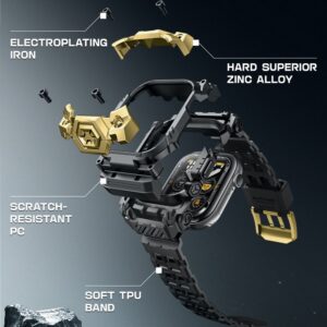 Auksinės spalvos / juoda apyrankė - dėklas Apple Watch 10 (46 mm) laikrodžiui "Supcase UB Ore" - Image 4