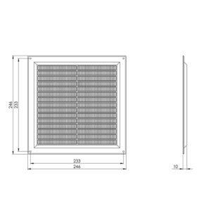 Ventiliacijos grotelės EUROPLAST VR2525, 250 x 250 mm - Image 2