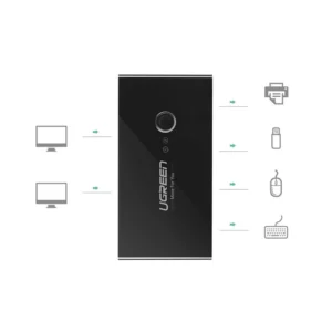 Ugreen switch box HUB switch 4x USB 2.0 USB splitter for two computers juodos spalvos (30767) - Image 2