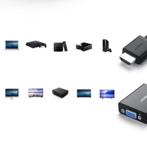 Ugreen adapter HDMI - VGA micro USB / audio 3.5 mm mini jack juodos spalvos (40248) - Image 3