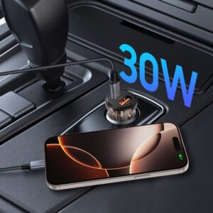 Juodas automobilinis (30W / PD30W / QC3.0) 1x-USB-A + 1x-USB-C pakrovėjas "Tech-Protect CC01 2-Port" - Image 5
