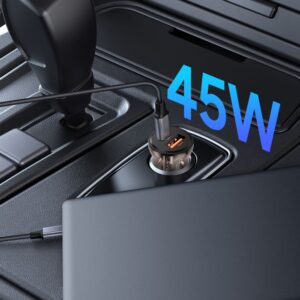 Juodas automobilinis (45W / PD45W / QC3.0) 1x-USB-A + 1x-USB-C pakrovėjas "Tech-Protect CC01 2-Port" - Image 5