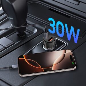Juodas automobilinis (30W / PD30W / QC3.0) 1x-USB-A + 1x-USB-C pakrovėjas "Tech-Protect CC03 2-Port" - Image 5