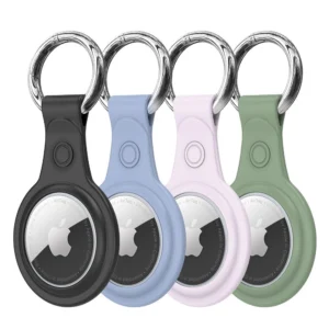 Dux Ducis 4vnt set Silicone flexible cover keychain loop dėklas skirtas Apple AirTag (juodos spalvos / žalios spalvos / rožinės spalvos / mėlynos spalvos)
