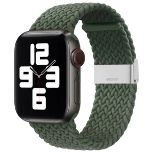 Braided Medžiaginė Apyrankė Bracelet Apyrankė Medžiaginė Band skirta Apple Watch 42 / 44 / 45 / 49 mm - žalios spalvos