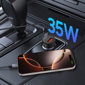 Juodas automobilinis (35W / PD35W / QC3.0) 1x-USB-A + 1x-USB-C pakrovėjas "Tech-Protect CC02 2-Port" - Image 4