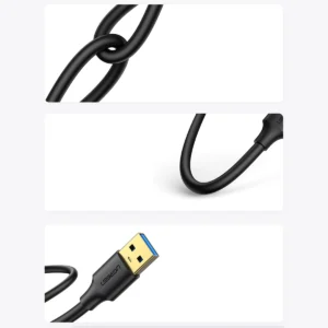 Ugreen US128 90576 USB-A 3.0 / USB-A 3.0 5Gb/s kabelis 3m - juodos spalvos - Image 8