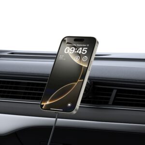 Juodas automobilinis magnetinis telefono laikiklis su 15W belaidžiu krovimu "Tech-Protect MM15W-V5 CD & Vent" - Image 8