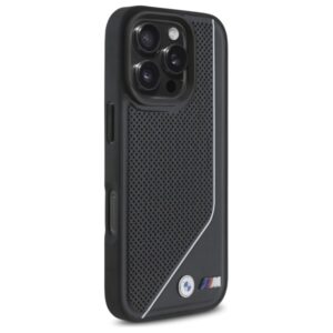 BMW BMHMP16L23PUCPK Apple iPhone 16 Pro 6.3" juodos spalvos dėklas M Perforated Twisted Line MagSafe - Image 4