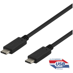Deltaco USBC-1402 1m 10Gbps 5A 100W Black (Juodas) USB-C Kabelis