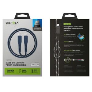 ENERGEA kabelis Nyloflex USB-C - LightningC94 MFI 1.5m mėlynos spalvos - Image 8