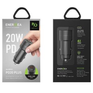 ENERGEA automobilinis įkroviklis 1xUSB+1xUSB-C PD-QC3.0 38W pilkos spalvosl Alu Drive PD20+ - Image 6