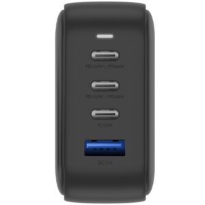ENERGEA laidinis įkroviklis 1xUSB+3xUSB-CPD-PPS-QC 3.0 100W 3C1A juodos spalvos US+EU Travelite GAN100 - Image 5