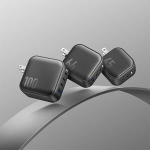 ENERGEA laidinis įkroviklis 2xUSB-C PD-PPS 45W2C juodos spalvos US+EU Travelite GAN45 - Image 4