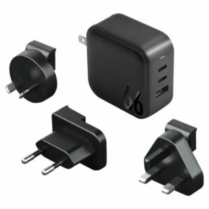 ENERGEA laidinis įkroviklis 1xUSB+2xUSB-CPD-PPS-QC 3.0 66W 2C1A juodos spalvos US+EU Travelite GAN66