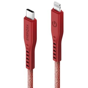 ENERGEA kabelis Flow USB-C - LightningC94 MFI 1.5m raudonos spalvos 60W 3A PD Fast Charge - Image 2