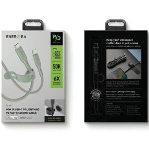 ENERGEA kabelis Flow USB-C - LightningC94 MFI 1.5m zielony/green 60W 3A PD Fast Charge - Image 6