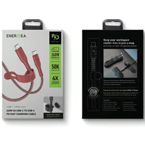 ENERGEA kabelis Flow USB-C - USB-C1.5m raudonos spalvos 240W 5A PD Fast Charge - Image 6