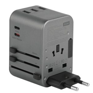 ENERGEA laidinis įkroviklis 3xUSB+2xUSB-CPD-PPS-QC 3.0 35.5W 3A2C adapteris 4in1 US/UA/EU/UK pilkos spalvosl Travelworld - Image 4
