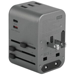 ENERGEA laidinis įkroviklis 3xUSB+2xUSB-CPD-PPS-QC 3.0 35.5W 3A2C adapteris 4in1 US/UA/EU/UK pilkos spalvosl Travelworld - Image 5
