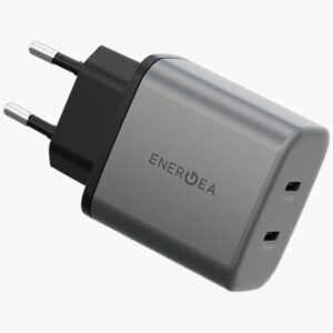 Laidinis įkroviklis Energea Ampcharge GaN45 2xUSB-C PD/PPS/QC3.0 45W pilkos spalvos - Image 2