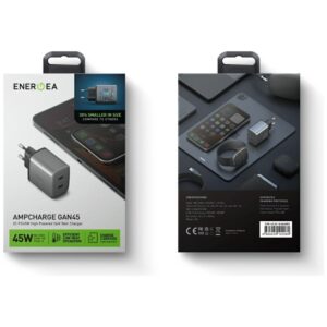 Laidinis įkroviklis Energea Ampcharge GaN45 2xUSB-C PD/PPS/QC3.0 45W pilkos spalvos - Image 7