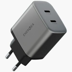 Laidinis įkroviklis Energea Ampcharge GaN45 2xUSB-C PD/PPS/QC3.0 45W pilkos spalvos