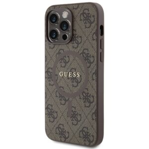 Guess GUHMP13LG4GFRW Apple iPhone 13 Pro / 13 6.1" rudos spalvos dėklas 4G Collection Leather Metal Logo - Image 2