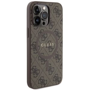 Guess GUHMP14LG4GFRW Apple iPhone 14 Pro 6.1" rudos spalvos dėklas 4G Collection Leather Metal Logo MagSa - Image 4