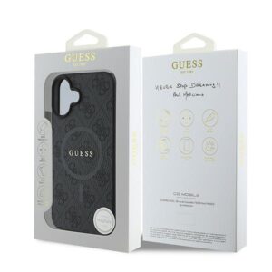 Guess GUHMP16MG4GFRK Apple iPhone 16 Plus 6.7" juodos spalvos dėklas 4G Ring Classic Logo MagSafe - Image 8