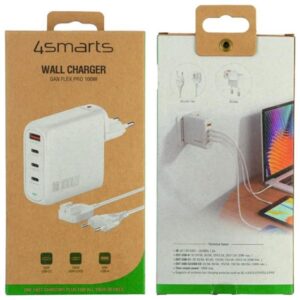 Laidinis įkroviklis 4smarts Flex Pro 100W 3xUSB-C + 1xUSB-A baltos spalvos - Image 6