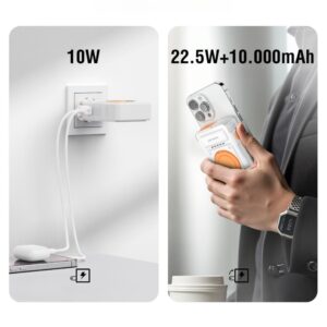 Hybrid įkroviklis 4smarts 6-in-1 USB-C/USB-A PD 22.5W su 10,000 mAh power bank, Qi belaidis įkrovimas - Image 9