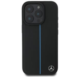 Mercedes MEHMP16L23RURBK Apple iPhone 16 Pro 6.3" juodos spalvos dėklas MB Blue Line Leather MagSafe - Image 3