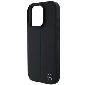Mercedes MEHMP16L23RURBK Apple iPhone 16 Pro 6.3" juodos spalvos dėklas MB Blue Line Leather MagSafe - Image 6