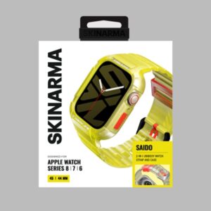 Skinarma apyrankė+Dėklas Saido 2in1 Apple Watch 45/44mm geltonos spalvos neon - Image 3