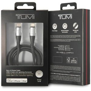 TUMI TUCCSMFI kabelis USB-C - Lightning 1.5m Fast Charging juodos spalvos - Image 3