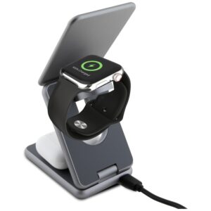 Belaidis įkroviklis TUMI sulankstomas 3in1 15W + dėklas pilkos spalvos - Image 3