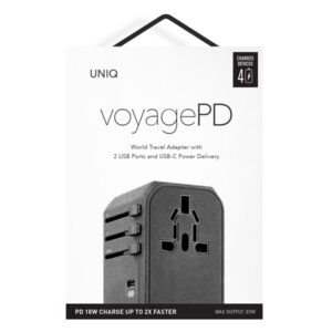 UNIQ laidinis įkroviklis Voyage World Adapter 33W+ 2xUSB + PD 18W + QC 3.0 pilkos spalvos (LITHOS Collective) - Image 7