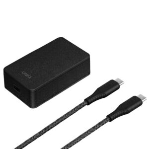 UNIQ laidinis įkroviklis Versa Slim USB-C PD 18W+ kabel USB-C į USB-C juodos spalvos (LITHOS Collective)