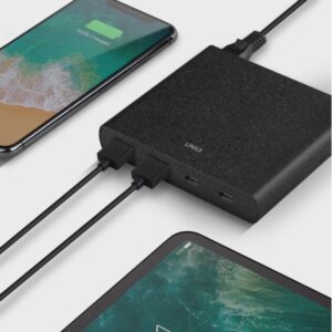 UNIQ laidinis įkroviklis HUB Surge 90W juodos spalvos 2xUSB Quick Charge 3.0 + 2xUSB-C PD 3.0 (LITHOS Collective) - Image 5