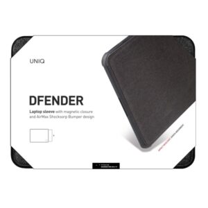 UNIQ dėklas Dfender nešiojamo kompiuterio dėklas 16"juodos spalvos