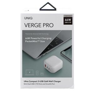 UNIQ laidinis įkroviklis Verge Pro 66W Gan USB-C baltos spalvos - Image 9