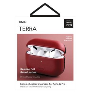 UNIQ dėklas Terra AirPods ProGenuine Leather raudonos spalvos - Image 7