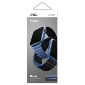 UNIQ apyrankė Revix Apple Watch Series1/2/3/4/5/6/7/8/9/SE/SE2 38/40/41mm. Reversible Magnetic juodos spalvos-mėlynos spalvos-blue - Image 8
